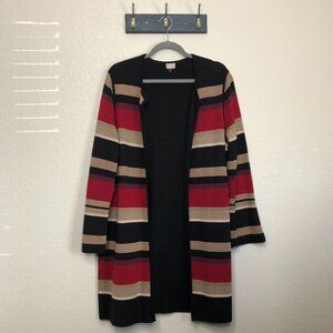 Chico's Striped Reversible Long Cardigan Women's XL Color Block Cozy Warm Casual